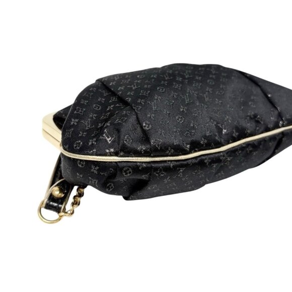 LOUIS VUITTON Vintage Monogram Aumoniere Mini Evening Bag Black Satin [106329] - Picture 7 of 12